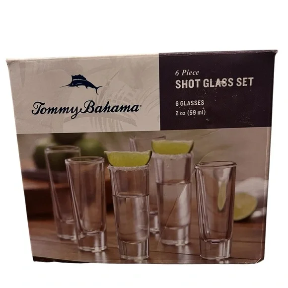 Tommy Bahama Shot Glass Set-Clear-6 Piece - Picture 1 of 4